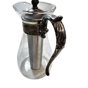 Sheridan Silver Plated Glass Wine Iced Tea Carafe Pitcher Antique Vintage